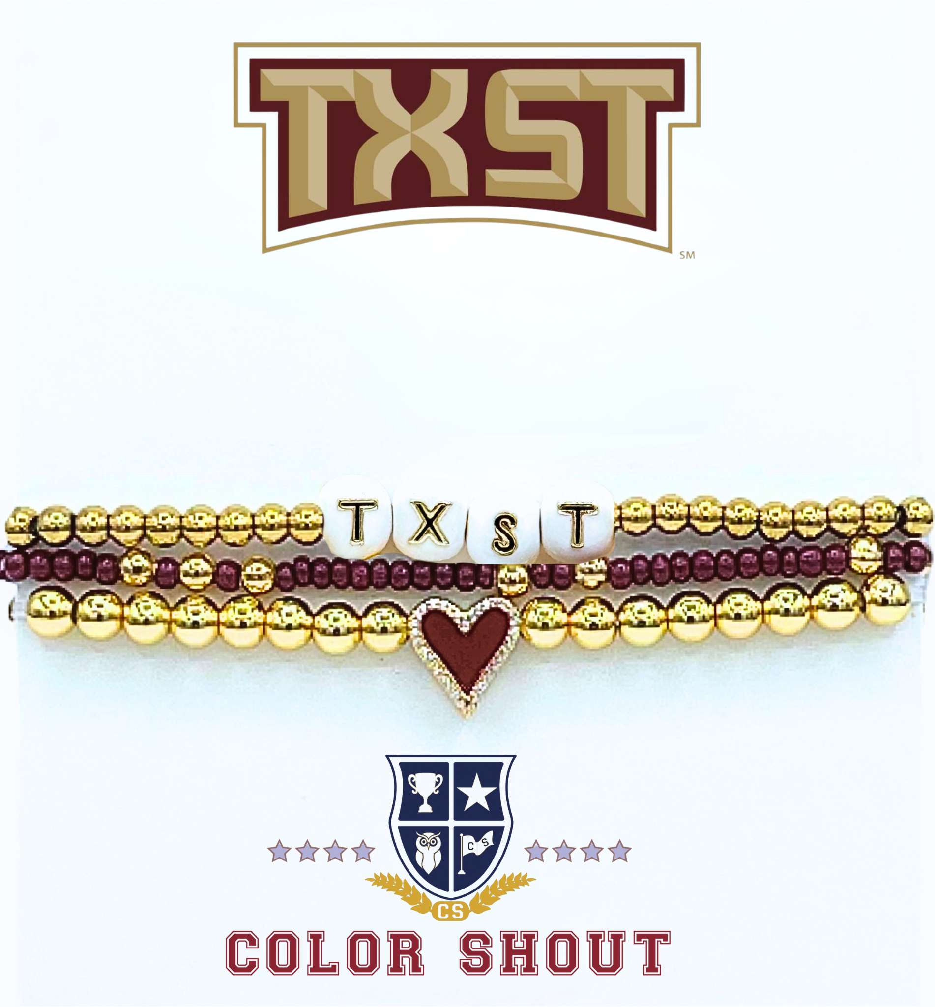 B202 - TXST : Texas State University Love My College Bracelet Stack