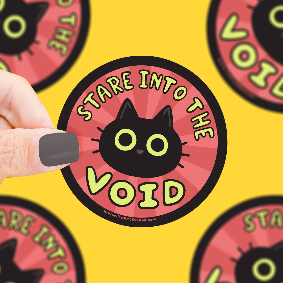 Stare Into The Void Black Cat Vinyl Sticker