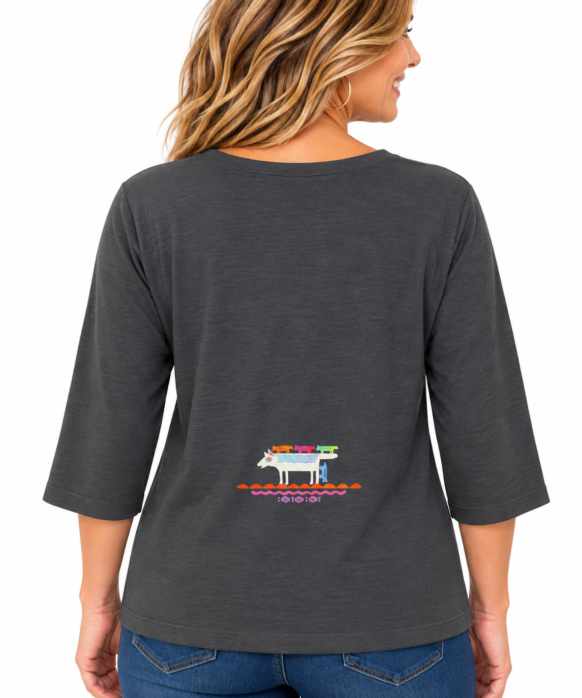 Sabaku Bird & Beasts 3/4 Sleeve Tee (451SLT3/4s) (Slate)