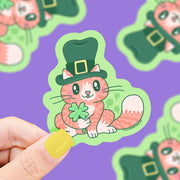 Leprechaun Kitty St. Patrick's Day Vinyl Sticker