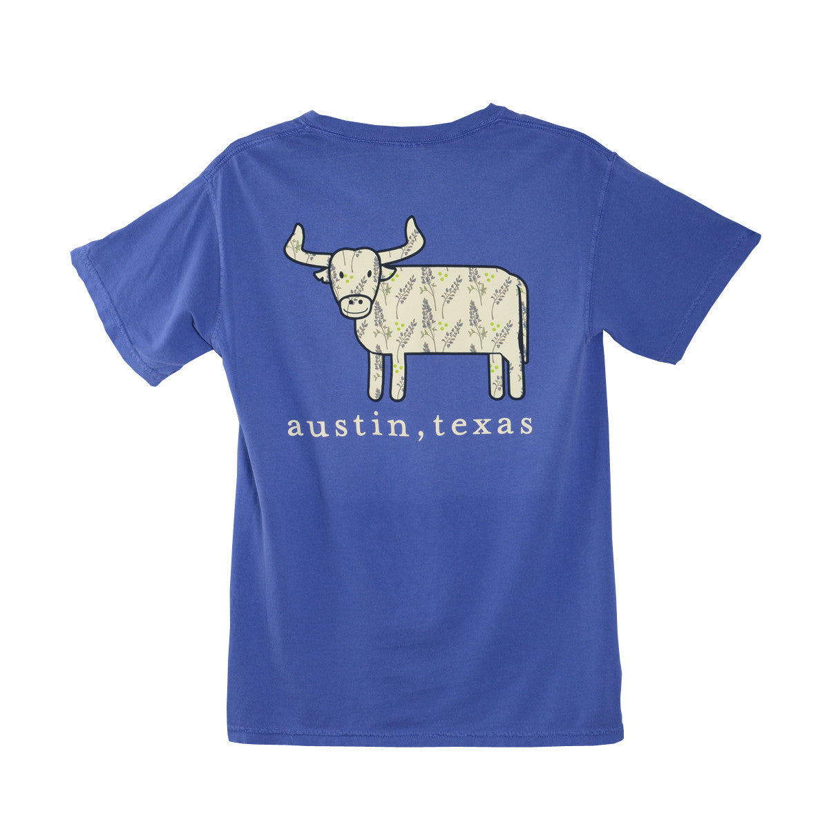 Austin The Hometown Steer with Bluebonnets Tee