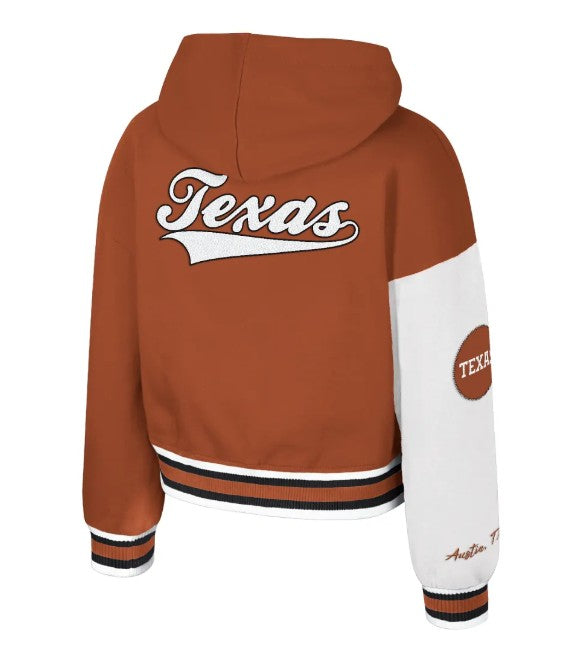 Texas Longhorn Colosseum Girls' Pentals Letterman Jacket (BO/WHT)