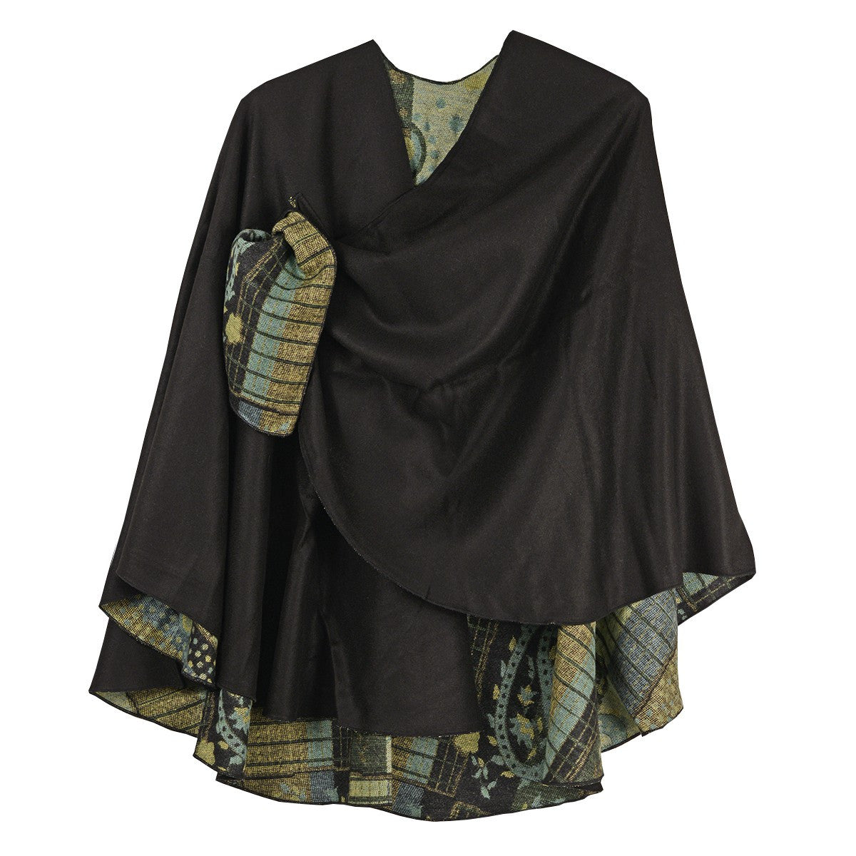 Rapti 100% Cashmere Reversible Loop Shawl (#502) BLK/NEUT/BLU