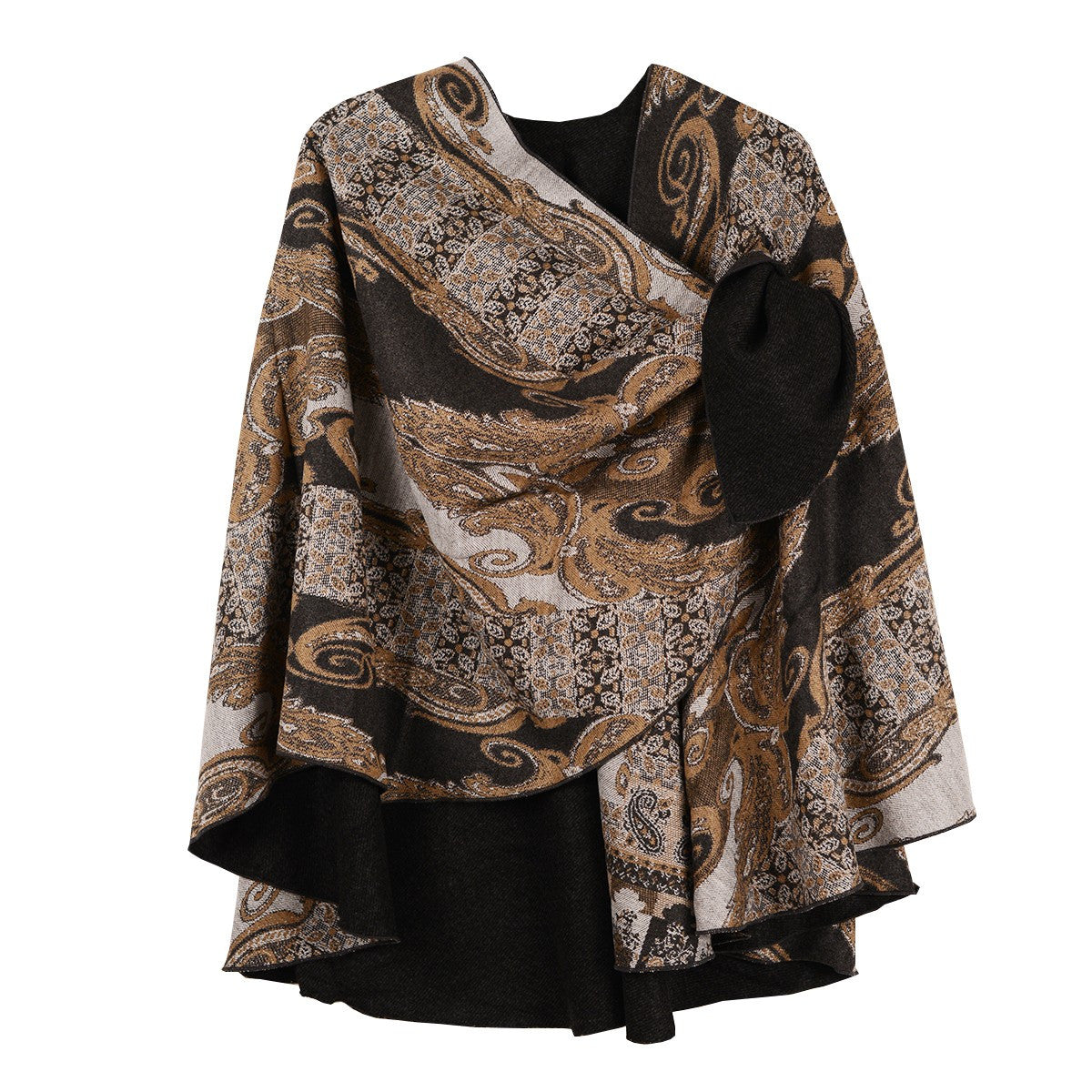Rapti 100% Cashmere Reversible Loop Shawl (#505) BLK/NEUT