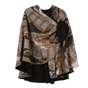 Rapti 100% Cashmere Reversible Loop Shawl (#505) BLK/NEUT