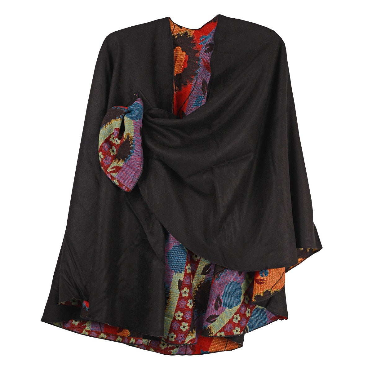 Rapti 100% Cashmere Reversible Loop Shawl (#507) BLK/BRIGHTS