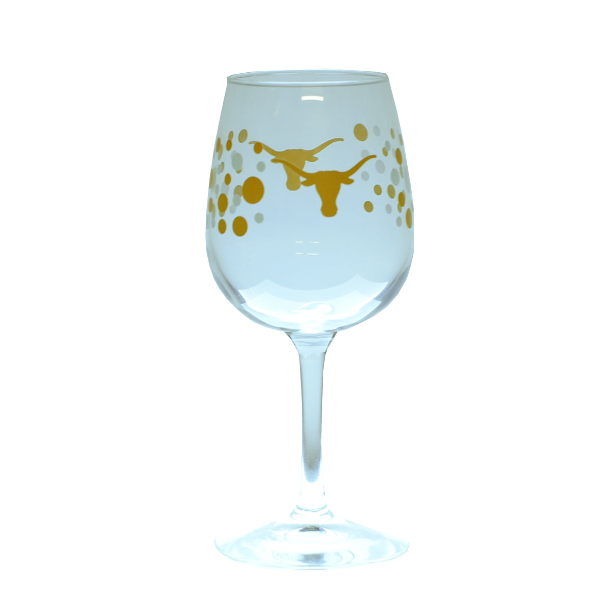 Memory Company Texas Longhorn Painted Dot Wine Glass (508861)(Burnt Orange)