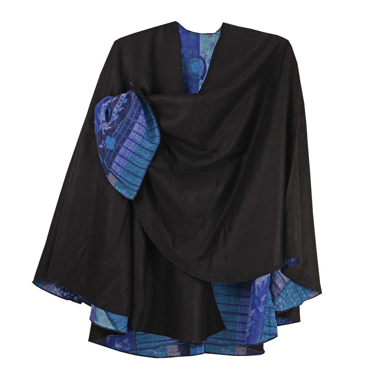 Rapti 100% Cashmere Reversible Loop Shawl (#508) Solid Black /BLUES