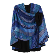Rapti 100% Cashmere Reversible Loop Shawl (#508) Solid Black /BLUES