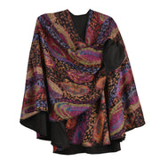 Rapti 100% Cashmere Reversible Loop Shawl (#509) (Solid Black/Purple Print)