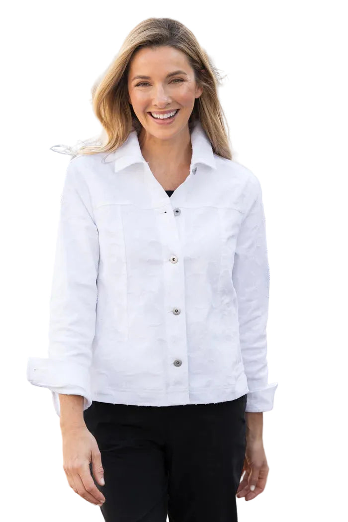 Habitat Etched Flower Jean Jacket (White) (51210)