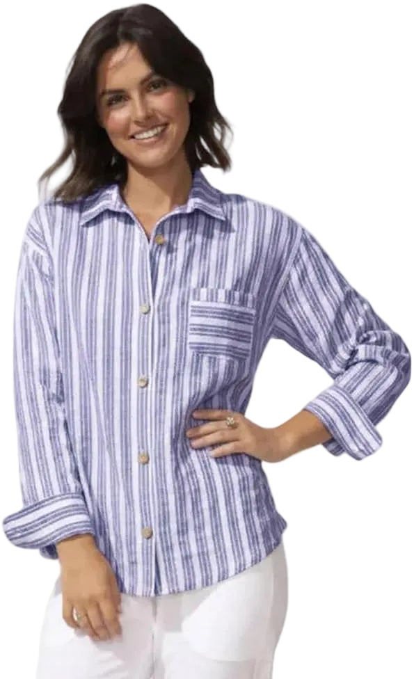Escape by Habitat Seaport Stripe Marina Shirt (32352)(Blue)