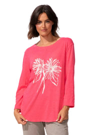 Escape by Habitat Peruvian Cotton Destination Flower Scoop Neck Top (52704)(Poppy)