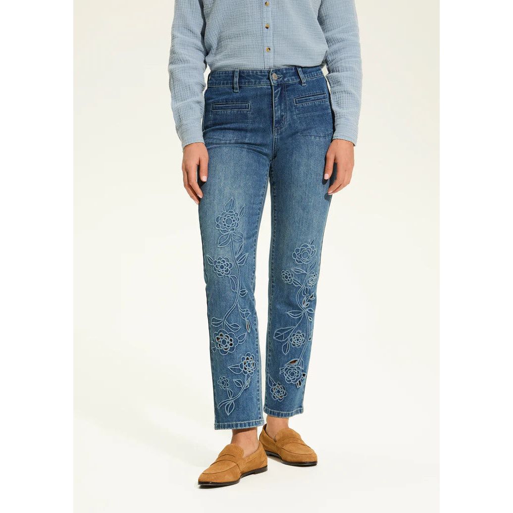FDJ French Dressing Christina Floral Detail Straight Leg Ankle Jeans