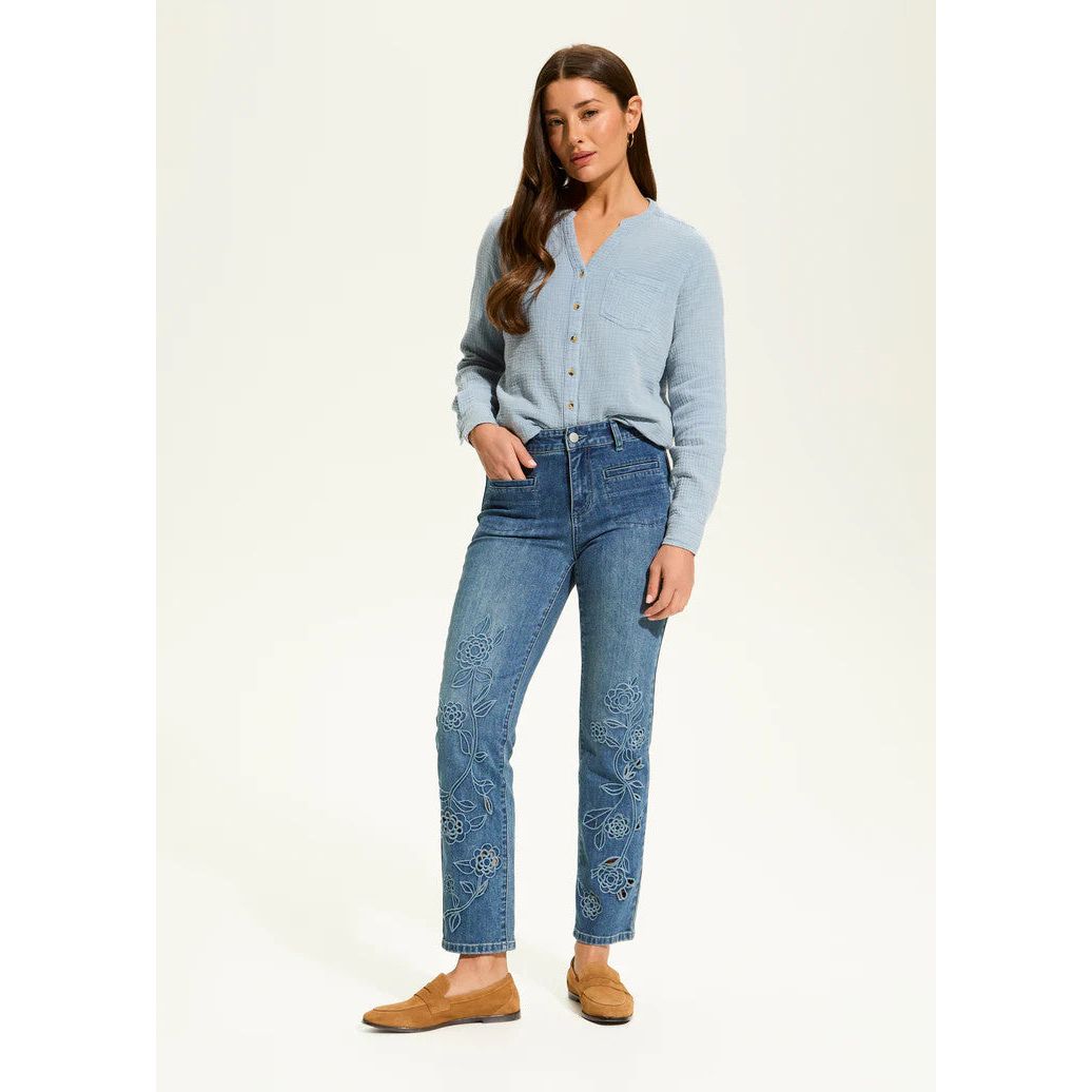 FDJ French Dressing Christina Floral Detail Straight Leg Ankle Jeans
