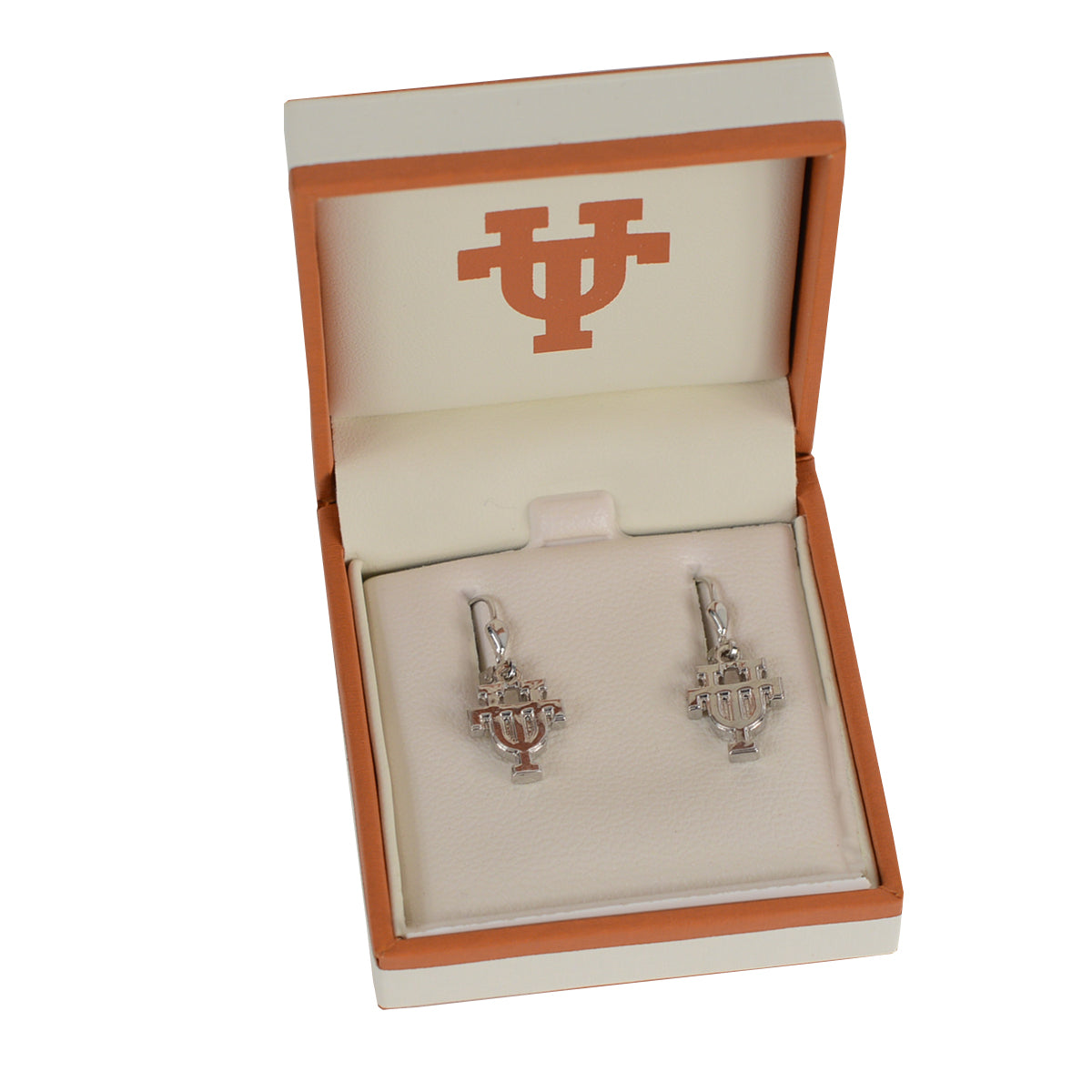 Texas Longhorn Rhodium Silver  UT Drop Earrings (S33522)