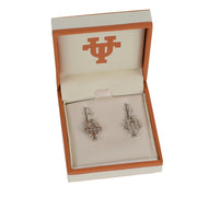 Texas Longhorn Rhodium Silver  UT Drop Earrings (S33522)