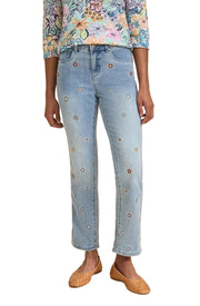 FDJ French Dressing Christina Floral Embroidered Straight Leg Jeans (MEDBLU)(5394779)