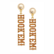 Texas Longhorn Canvas Style  Pave Outline Earrings(27494E-TEX)
