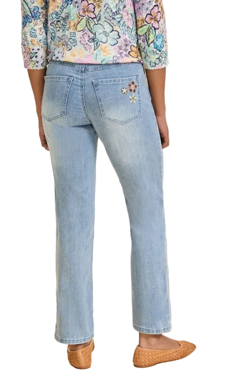 FDJ French Dressing Christina Floral Embroidered Straight Leg Jeans (MEDBLU)(5394779)