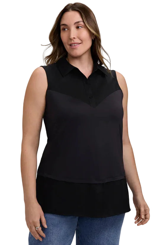 Foxcroft Plus Sasha Knit/woven Tank Size 3x Black (200824)