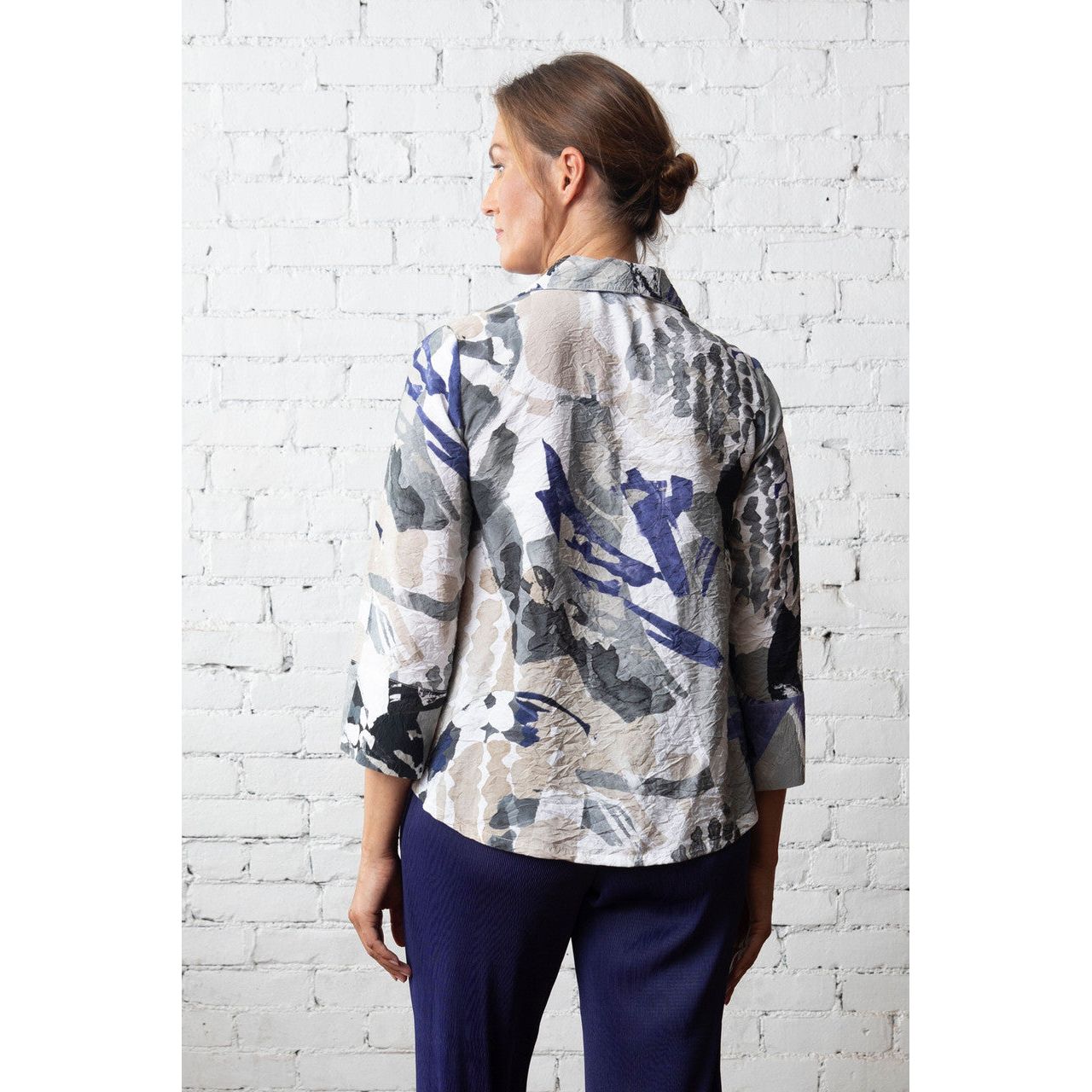 Olivia by Habitat Crinkle Abstract Snap Front Shirt/Jacket (BLK)