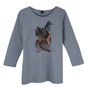 Sabaku Tribal Horses 3/4 Sleeve Tee (Faded Denim)(443DEN3/4s)
