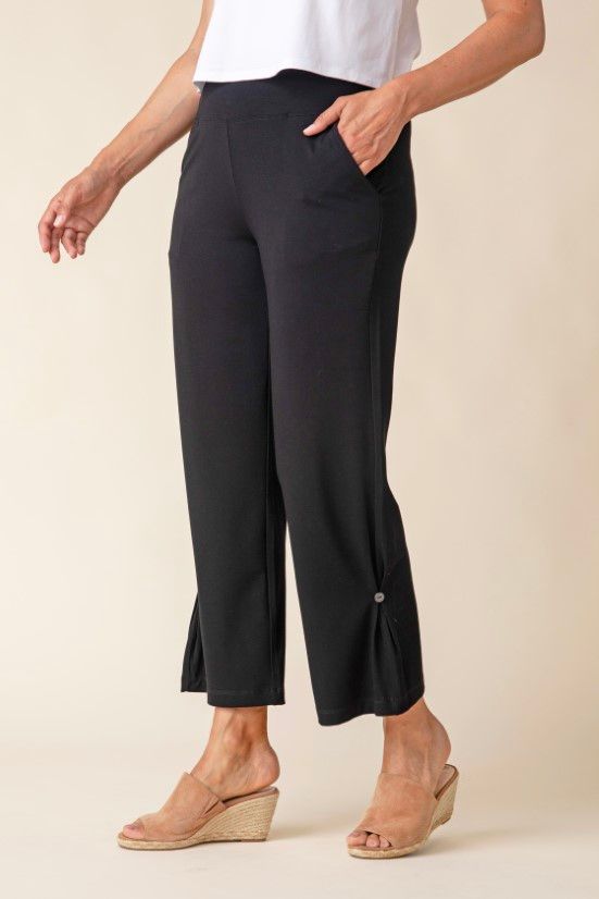 Habitat Core Travel Side Pleat Solid Black Pant