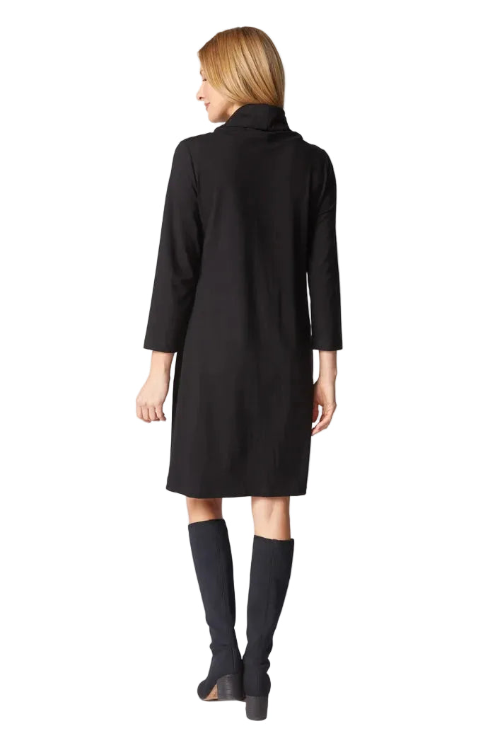 Habitat Core Travel Knit Solid Pleat Front Dress (55980) (Black)
