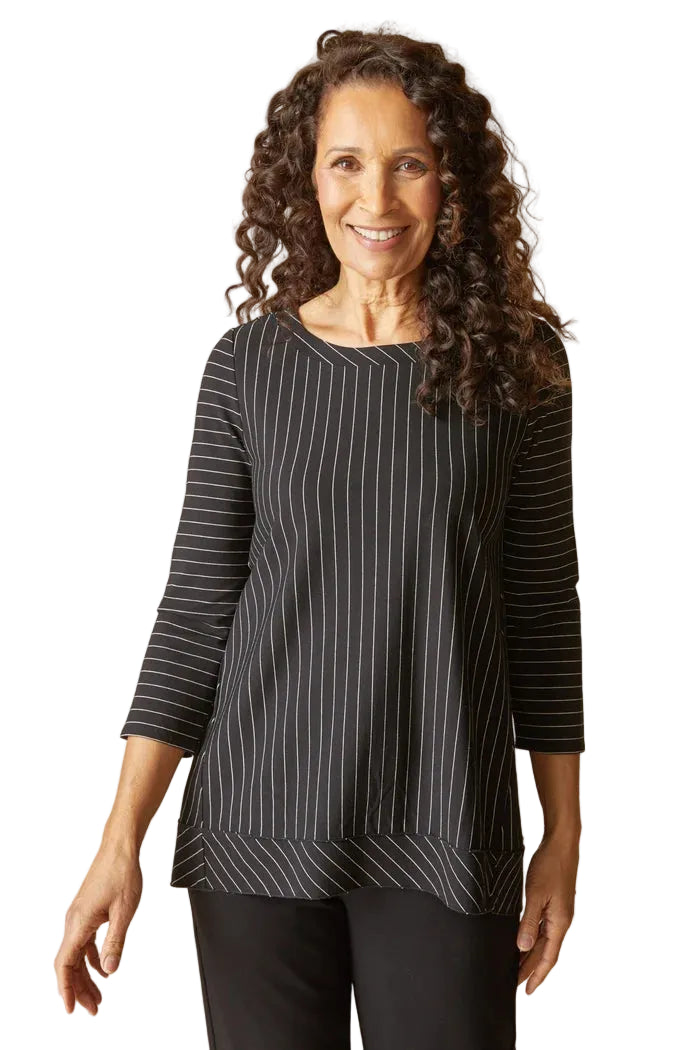 Habitat Core Travel Knit Stripe Pleat Back Tunic (56527) (Black)