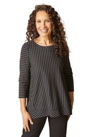 Habitat Core Travel Knit Stripe Pleat Back Tunic (56527) (Black)