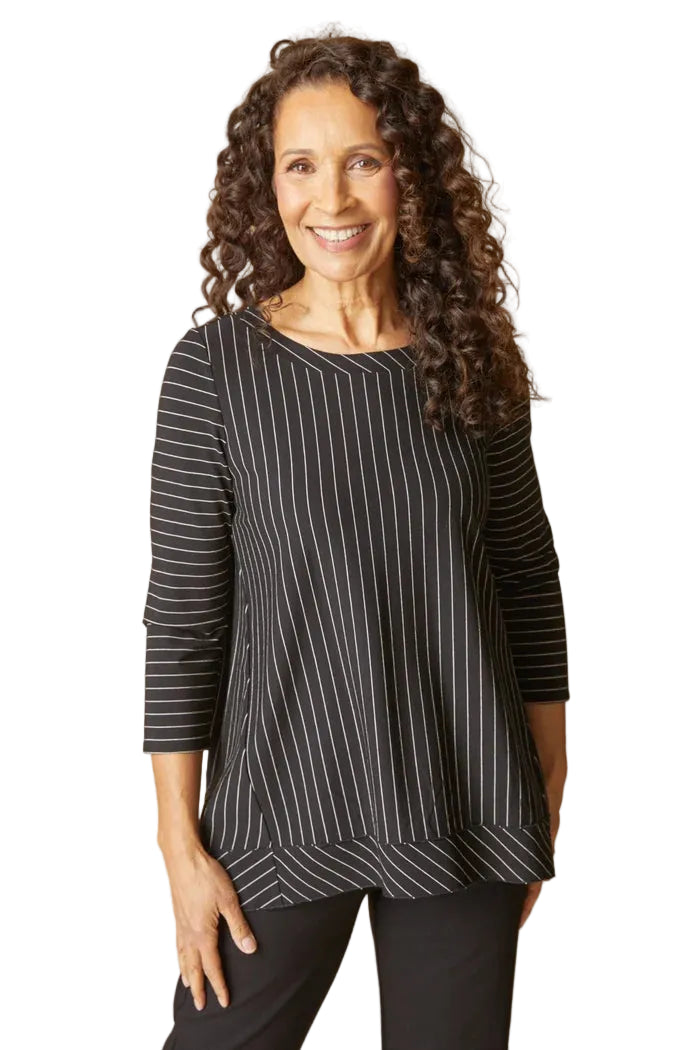 Habitat Core Travel Knit Stripe Pleat Back Tunic (56527) (Black)