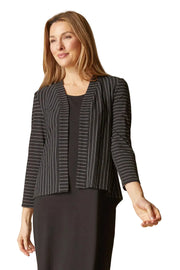 Habitat Core Travel Knit Stripe Open Front Jacket (56530) (Black)