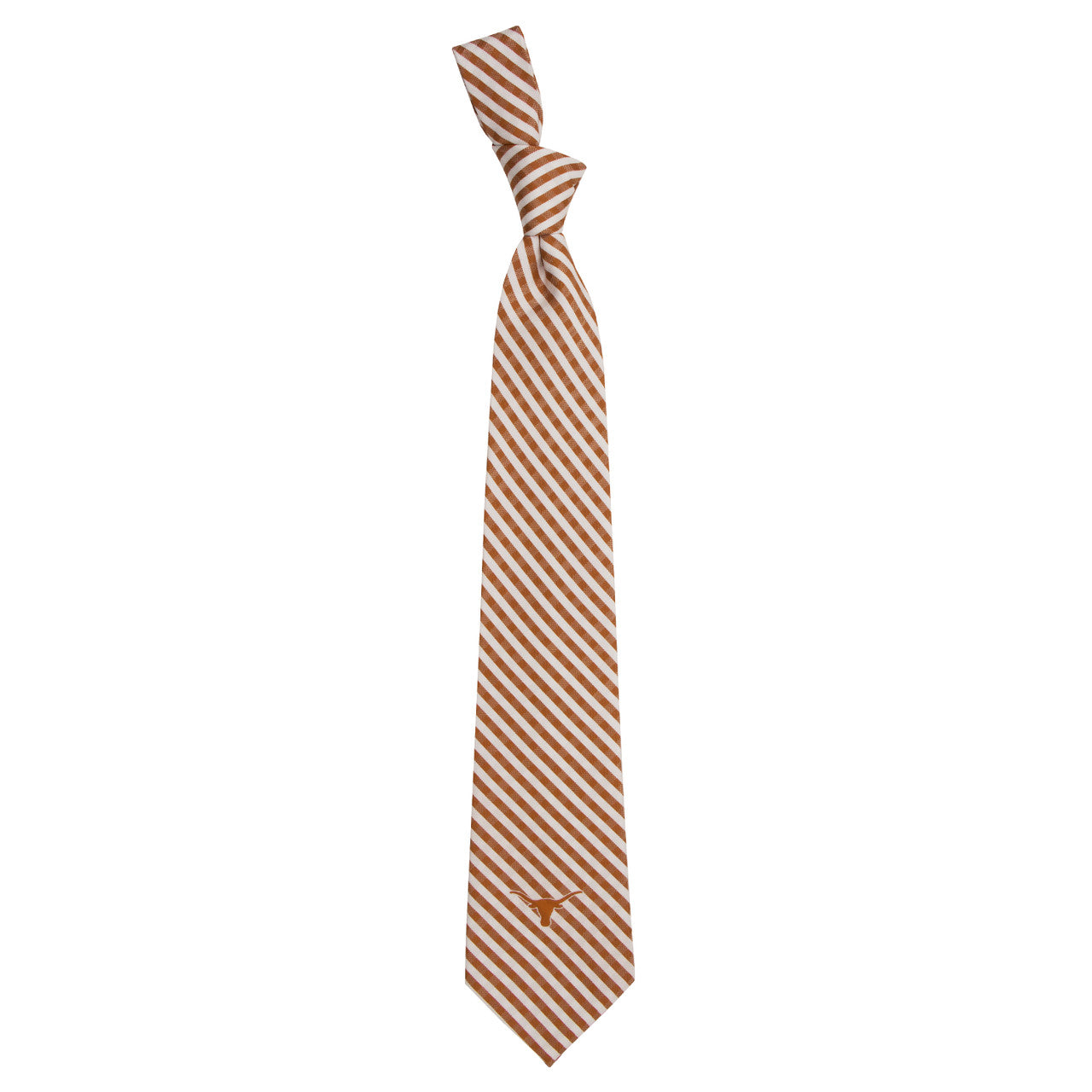 Texas Longhorn Woven Stripe/Gingham Embroidered Logo Tie (5738) BO/WHT