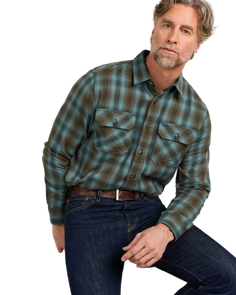 Pendleton Men's Burnside Cotton Flannel Sea Blue/Multi Plaid Shirt (RA1351-79799)