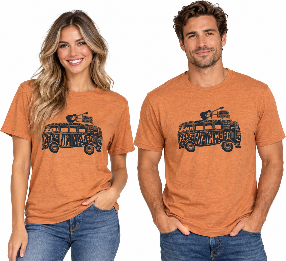 Outhouse Keep Austin Weird Hippie Van Unisex  Tee (3 Colors)(Best Seller)