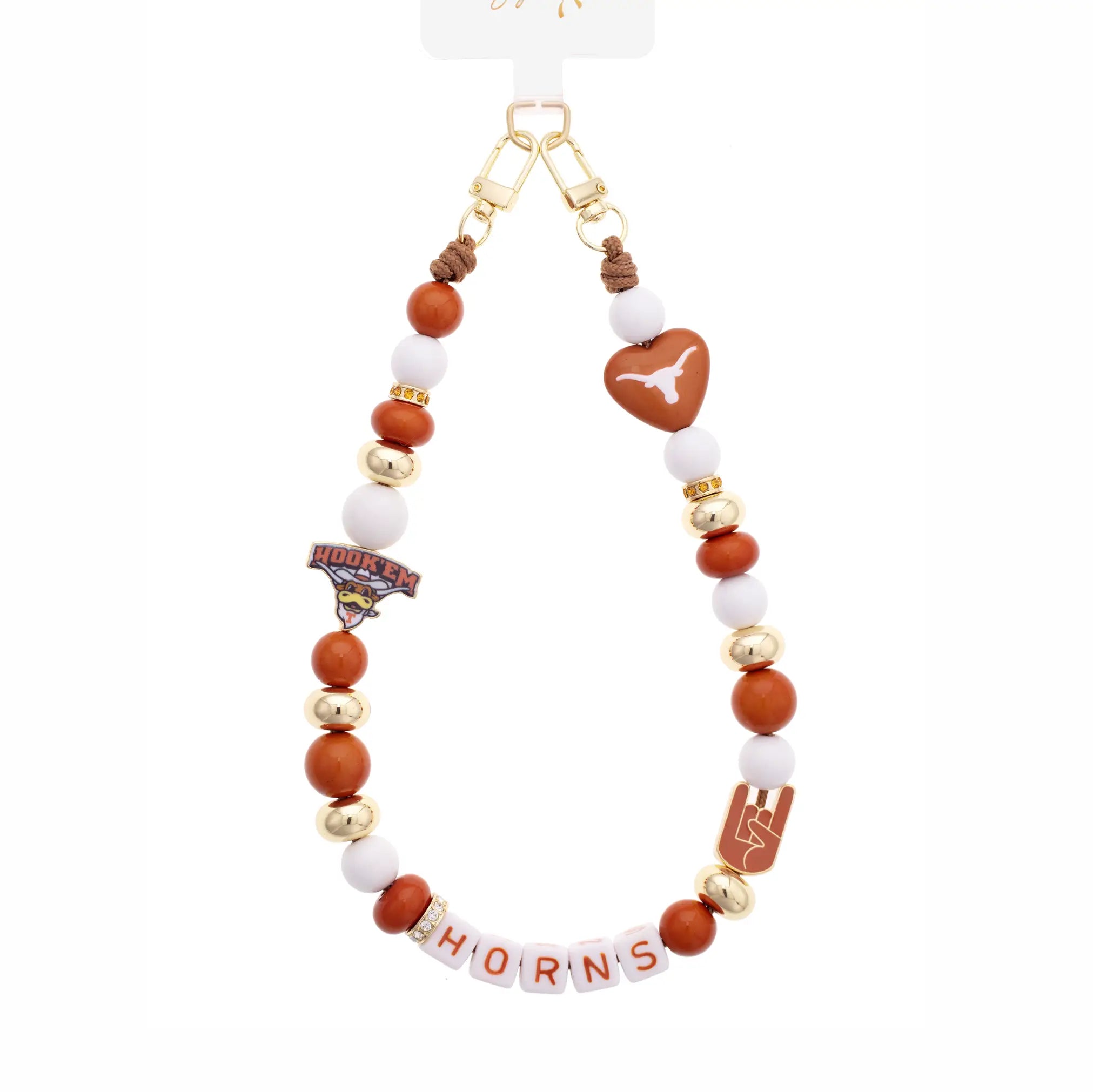 Texas Longhorn Canvas Style Beaded Cellphone Wristlet (27702W-TEX))