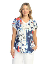 Jess & Jane Americana  Short Sleeve V-Neck Tunic (60-2067)