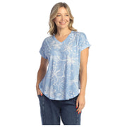 Jess & Jane Darling V-Neck Dolman Sleeve Top (LTBLU)