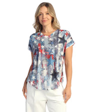 Jess & Jane Glory Days Short Sleeve V-Neck Tunic (60-2186)
