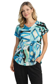 Jess & Jane Pinata  Short Sleeve V-Neck Tunic (60-2197)