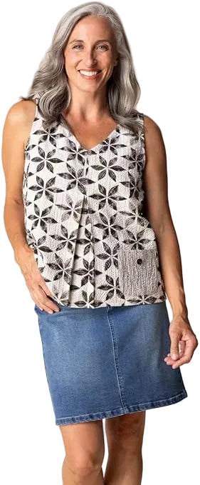 Habitat  Crinkle Crepe Floral Mix Pleat Tank (21602)(Willow)