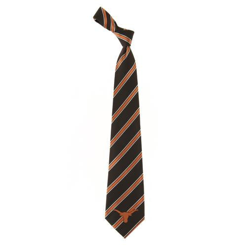 Texas Longhorn Woven Stripe Embroidered Logo Tie (6219) BLK/BO