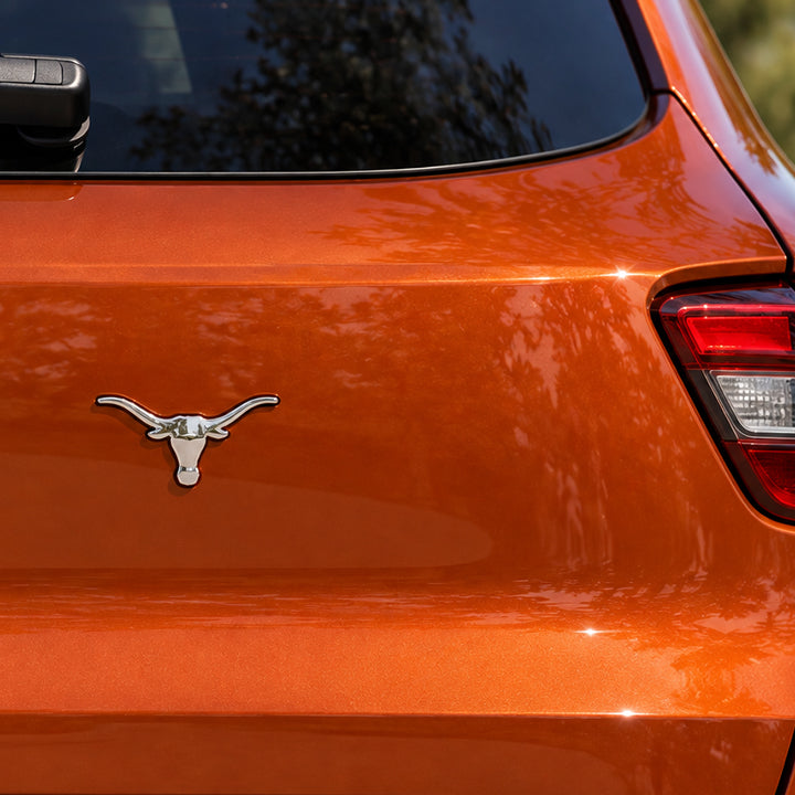 Texas Longhorn Silver Logo Auto Chrome Emblem with black outline