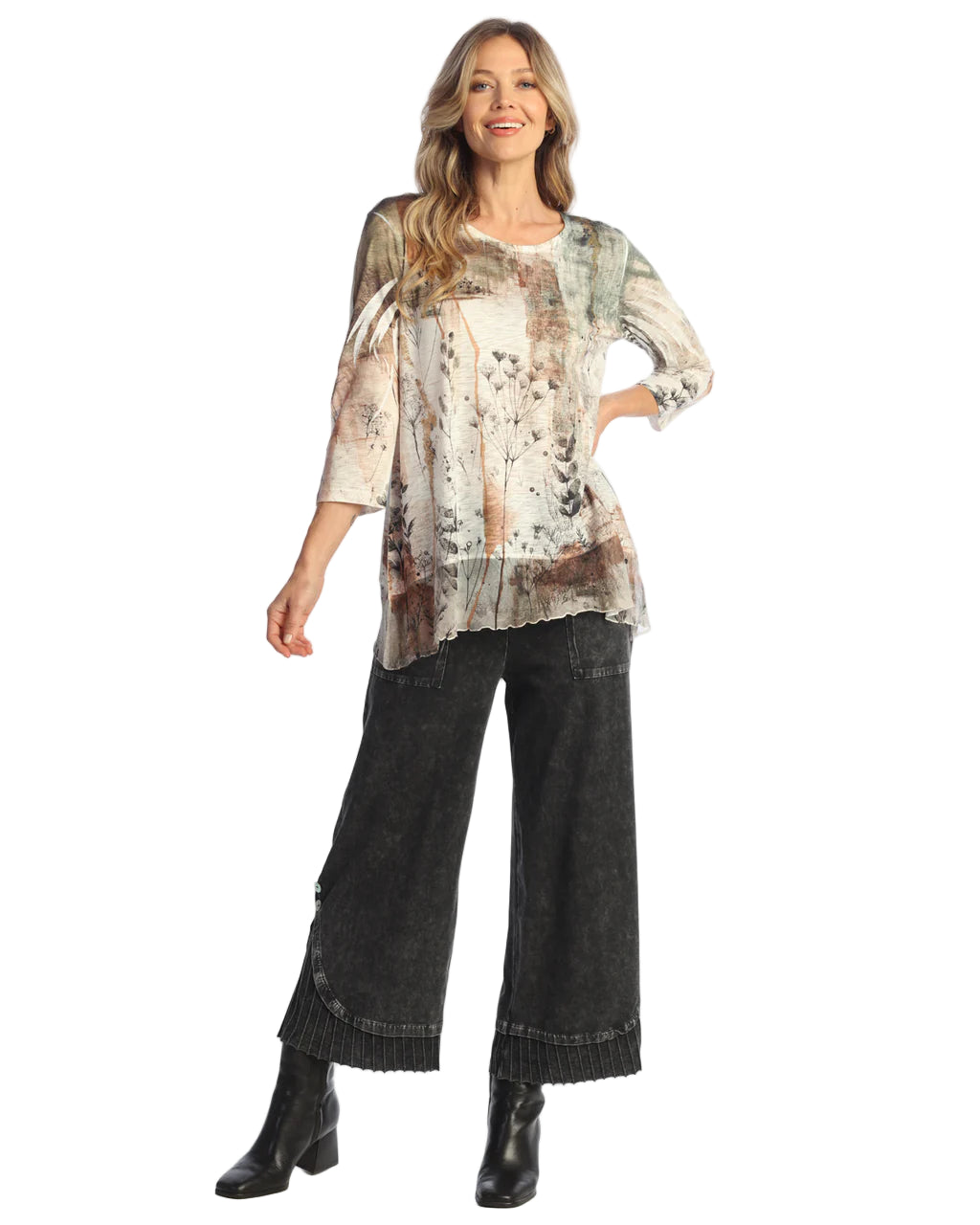 Jess & Jane Day Dream Chiffon Contrast Tunic (63-2137)