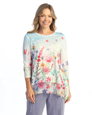 Jess & Jane Chorus Wildflower Mix  Chiffon Contrast Tunic (63-2175)