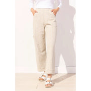Escape Bali Stripe Cotton Side Pocket Flood Pant (KHAKI)