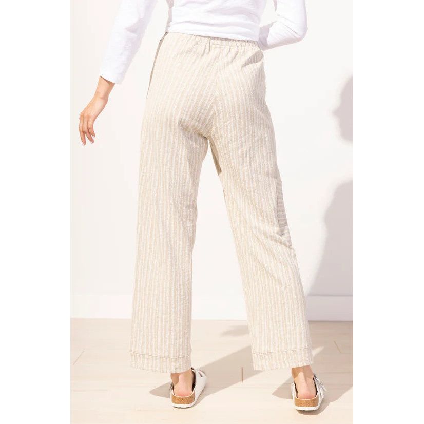Escape Bali Stripe Cotton Side Pocket Flood Pant (KHAKI)