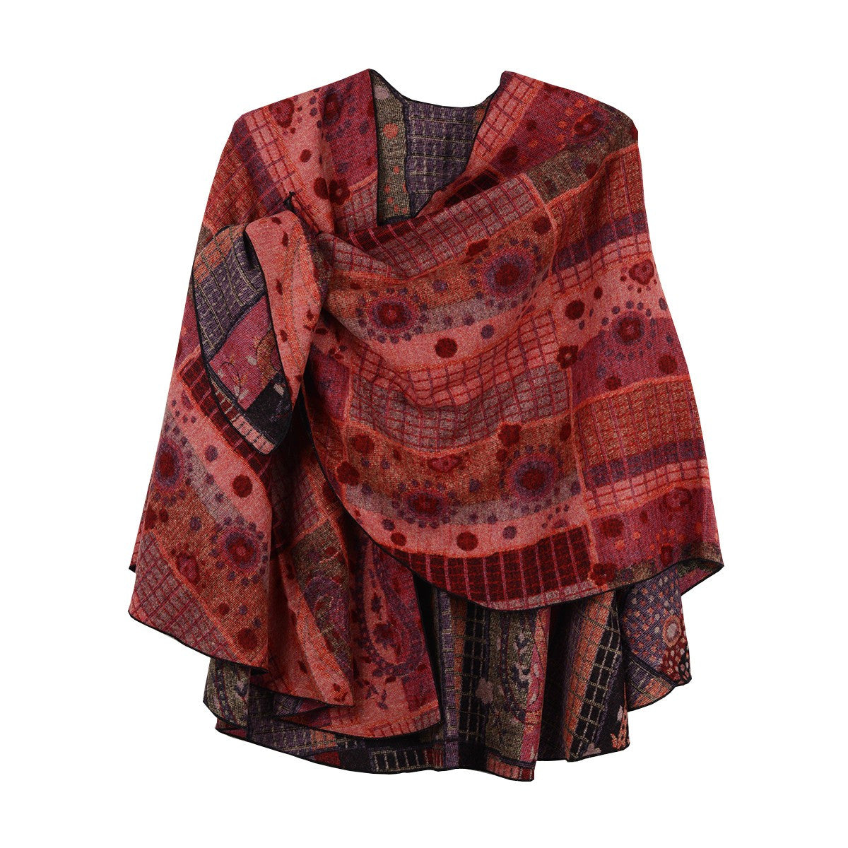 Rapti 100% Cashmere Reversible Loop Shawl (#63) CORAL/PURP