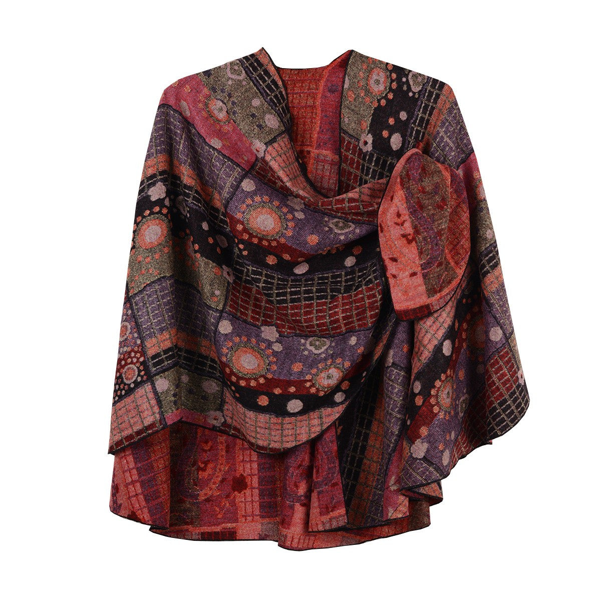 Rapti 100% Cashmere Reversible Loop Shawl (#63) CORAL/PURP